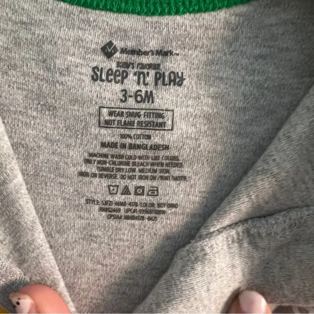 Dinosaur pajama one piece Sleep and Play 3-6 months Dino EUC